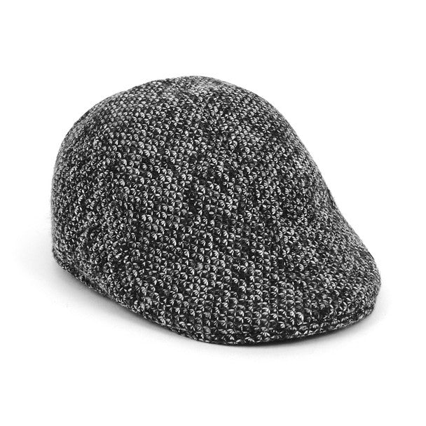 Black & White Textured Flat Cap