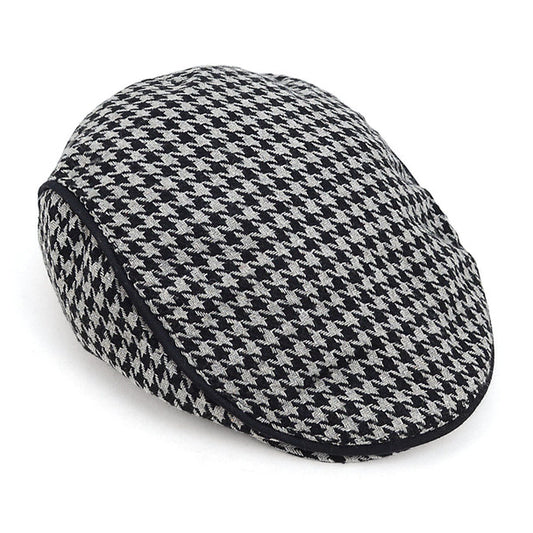 Grey Houndstooth Flat Cap