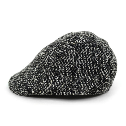Black & White Textured Flat Cap